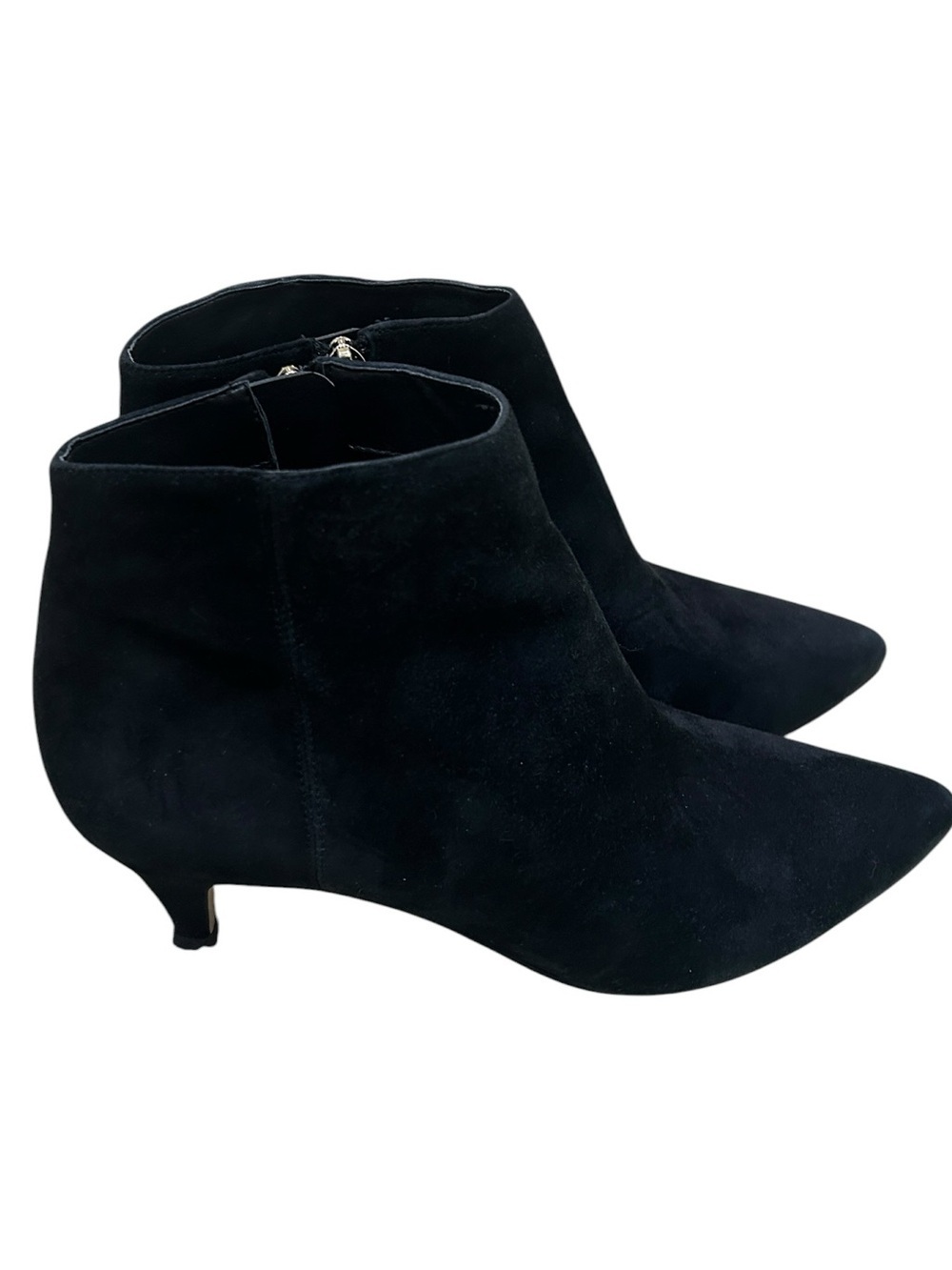 Sam Edelman Kinzey black Suede Pointed-Toe Kitten Heel Ankle Booties side zip 8